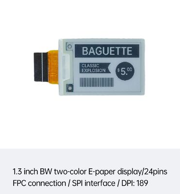 Καλή τιμή. 1.3inch Black and White E Ink Display with SPI Interface for Electronic Shelf Labels and Smart Home σε απευθείας σύνδεση