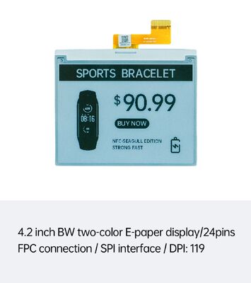 Ασπρόμαυρη οθόνη E Ink 4,2 ιντσών με διεπαφή SPI για Smart ESL και έξυπνες κάρτες